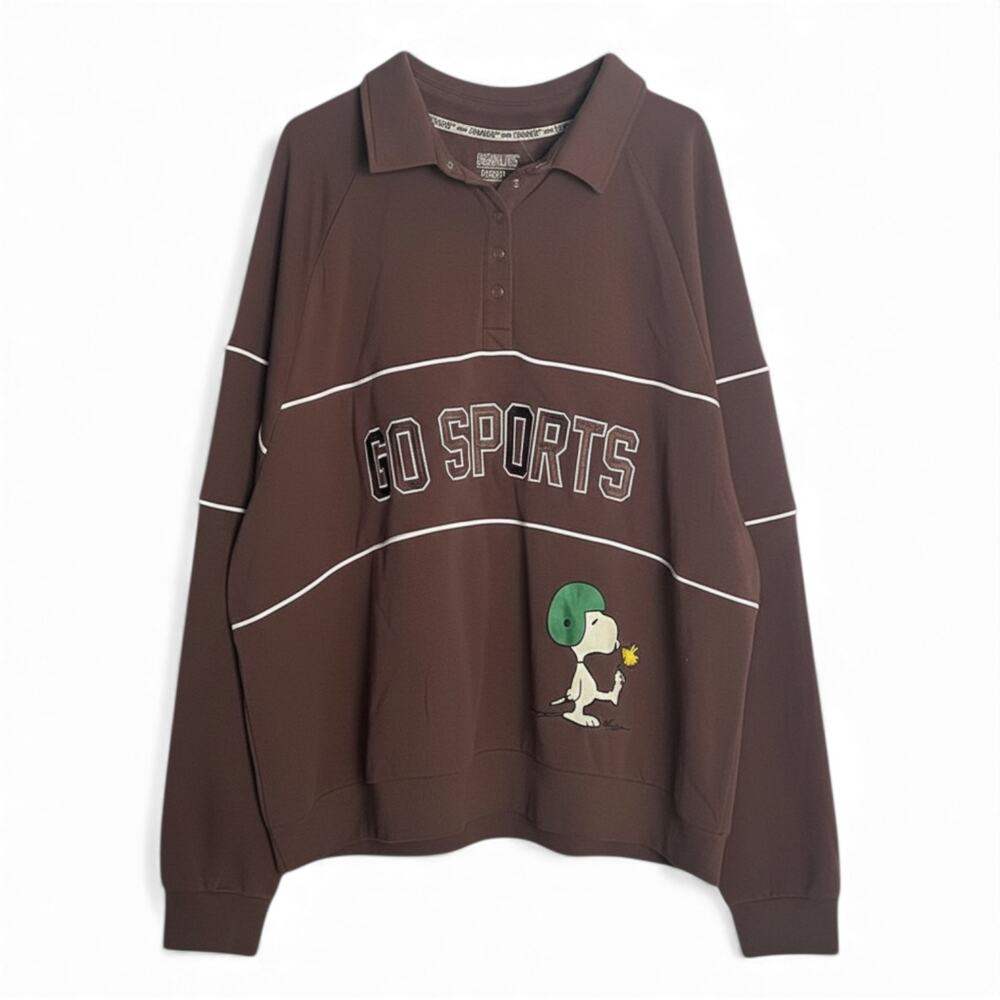 Women's Go Sports Fleece Graphic Pullover Sweatshirt - Brown - 1X